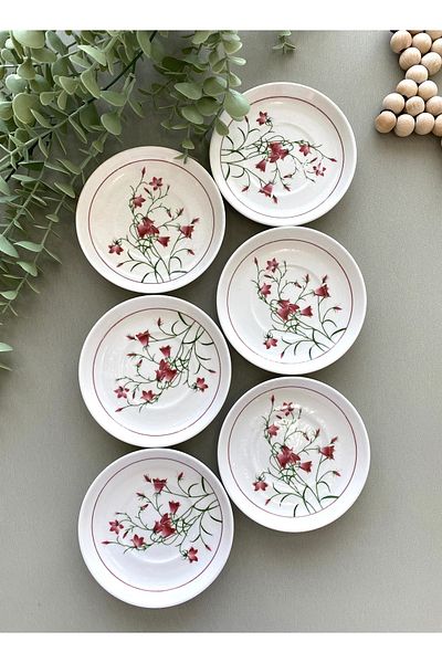 Yiğit Seramik Züccaciye Fushia Çiğdem Model 6-Piece Tea Plate