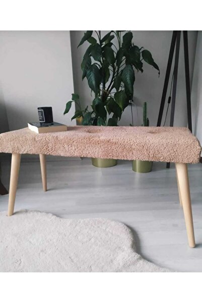BEYLERBEYİ Ahşap Ayaklı Handmade Geniş Oturum Alanlı  welsoft Kumaş Pofidik Puf bench ,ayak ucu uzatmalık