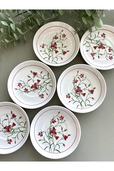 Yiğit Seramik Züccaciye Fushia Çiğdem Model 6-Piece Tea Plate