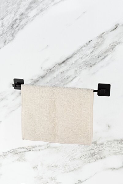 UG Home Siyah Kare Yapışkanlı Uzun Havluluk Banyo Askısı