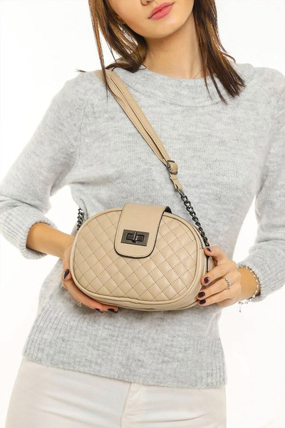 MILANOFOX Τσάντα ώμου με καπιτονέ - Λεπτομέρεια αλυσίδας, κάλυμμα κλειδαριάς, φερμουάρ, 3 θήκες, ρυθμιζόμενο χιαστί λουράκι