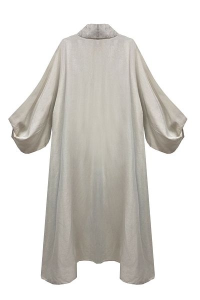 Marever Fashion Brocade Placket Linen Abbaya Kaftan
