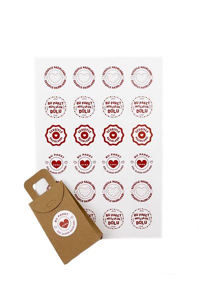 reprodesign Mixed Pattern Printed 4 Cm Round Sticker 24 Pieces No:19