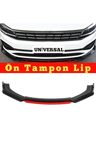 Asegaraj Universal Ön Tampon Lip 4 Parça Ön Karlık Fiat Doblo Uyumlu Kırmızı Dilli