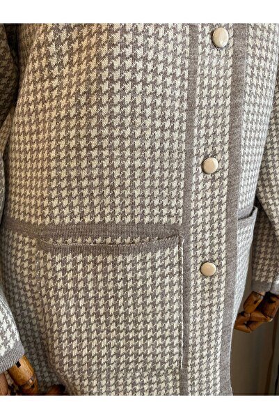 TEK Mink Stone Patterned Young-Mother Cardigan - Goose Feet