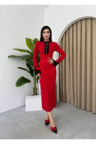 conconmoda Tressa Pile Detay Uzun Elbise