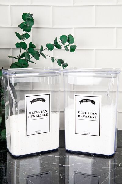 DNS HOME 3-Piece Detergent Holder Set Tablet with Scale Label Detergent Coloured Whites Storage Box