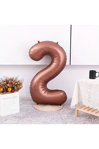 SURPRISE PARTY STORE Retro Çikolata Kahve Renk 2 Yaş Rakam Sayı Folyo Balon 1...