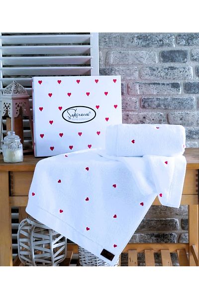 OYALI 3-Piece Heart Embroidered Towel Set - 100% Cotton, 30*50mm, 50*90mm, 70*140mm