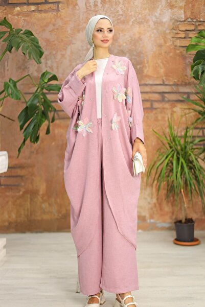 SHİROSA Σετ κιμονό με διπλό σχέδιο λουλουδιών