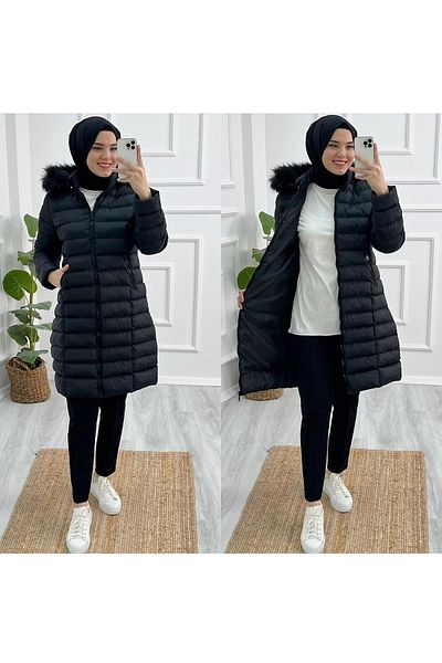 Parla Afra Keep Warm Παλτό με κουκούλα από ίνες πλήρους πλήρωσης