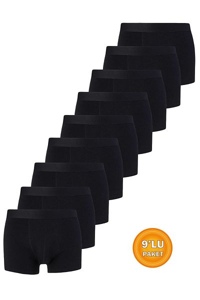 UMFANG Men's Boxers Cotton Lycra Pack of 9 Black