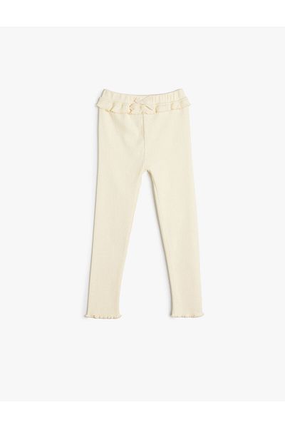 Koton Leggings aus Baumwolle mit Rüschendetail und elastischem Bund