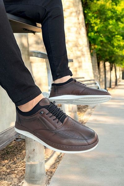 romex Men's Shoes - Genuine Leather, Brown, Stylish Look, Inner and Outer Leather, Orthopedic Sole, Comfort