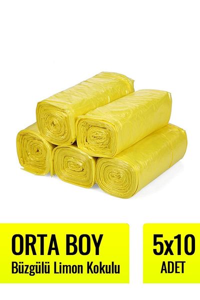 naft Drawstring Medium Size Lemon Scented Garbage Bag 10 Pieces 5 Rolls 55x60 Garbage Bag