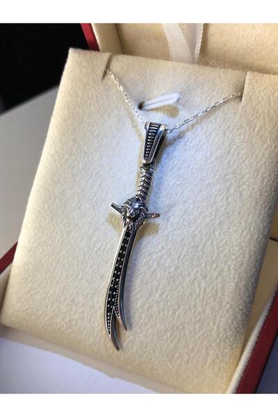 vogutima jewelery&silver by timuçin mavili Erkek Kadın Gümüş Kolye - Hz.ali Allahın Aslanı V Zülfikar Kılıcı • Işıklı Kutuda • Sevgiliye • Eşe