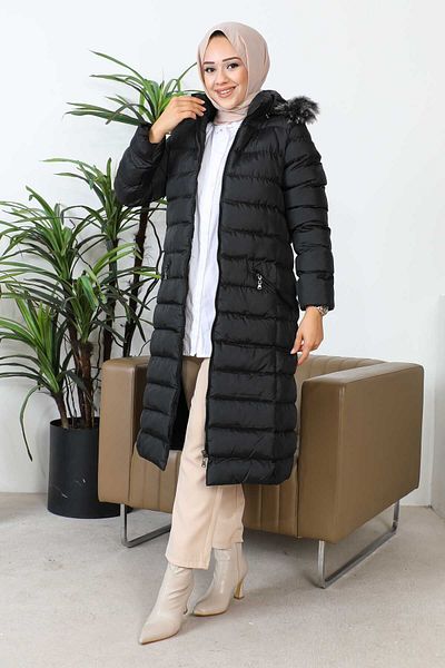 İmajButik Μαύρο μπουφάν με φερμουάρ με κουκούλα