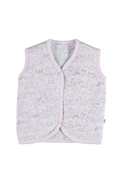 Bibaby Organic Vest Lady Animals Ecru - Pink