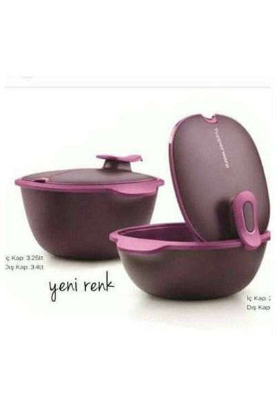 Tupperware وعاء ترمس أنيق باللون الأرجواني سعة 3.5 لتر و 2.25 لتر