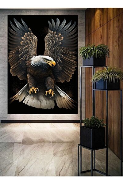 Şehzat KALİTELİ BASKI KANATLANMIŞ KARA KARTAL KANVAS TABLO