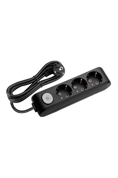 VİKO Multi-let 3 Lü Uyumlu Siyah Anahtarlı Çocuk Korumalı Grup Priz 1 Mt