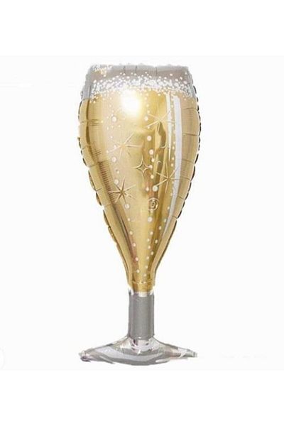 Deniz Party Store Giant Size Bride To Be Gold Sparkling Effect Champagne Glass Foil Party Balloon 45x100 Cm 1 Piece