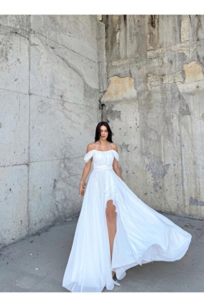 Sindimoda Madonna Yaka İp Askılı Yırtmaçli Abiye 9553
