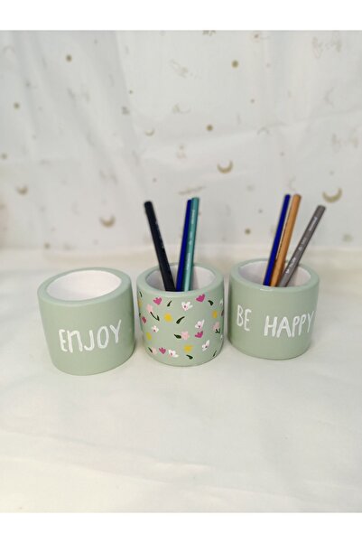 MİLE CONCEPT Masaüstü Dekoratif Beton 3lü Kalemlik Seti