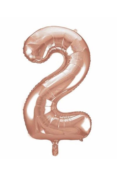 Deniz Party Store Rose Gold 2 Two Year Old Foil Balloon 34 Inch 76-80 Cm