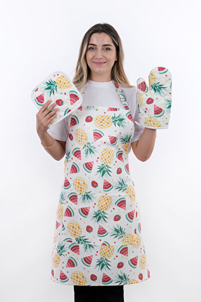 sevilya Sweet Set of 3 Adjustable Strap Kitchen Apron Set (Glove, Handle)