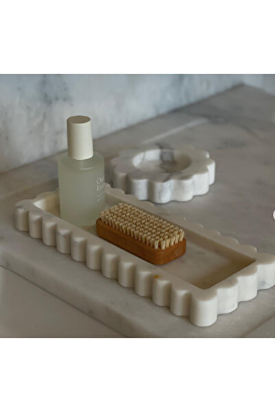 MIARIK DESIGN & DEKORASYON Dekoratif Mermer Tepsi, Banyo Düzenleyici, Sunum T...