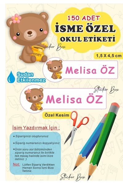 Think And Print Okul Etiketi Kalem Defter Etiketi Sevimli Ayıcık Temalı Özel ...
