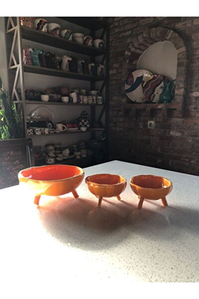 Ayşegül'ün Seramik Atölyesi El Yapımı Seramik 3'lü Balkabağı