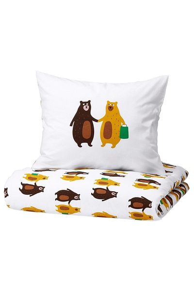 IKEA Σετ Παπλωματοθήκη Brummıg, με λευκό σχέδιο