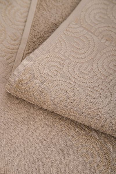 VEVİEN HOME Halat de baie din catifea Jacquard Design Special 100% Bumbac Bej