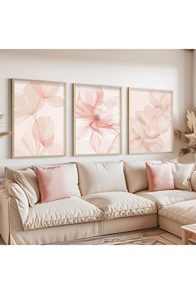 STARYUNA Tablou cu flori din 3 piese cu rama din lemn Yuna7
