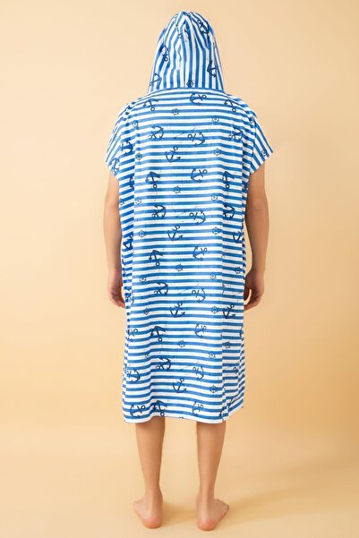 VEVİEN HOME Anchor Desen Yetişkin Sörf Yazlık Panço Kapüşonlu Plaj Havlusu Plaj Elbisesi