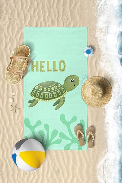 VEVİEN HOME Παιδική πετσέτα θαλάσσης Cute Turtle Digital Printed 70x140 cm