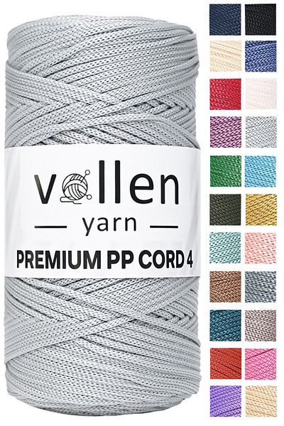vollen yarn 200gr/230m Premium Polyester Macrame Twine 2mm, μακραμέ Σχοινί, μακραμέ, σουπλά, τσάντα Σχοινί, ανοιχτό γκρι