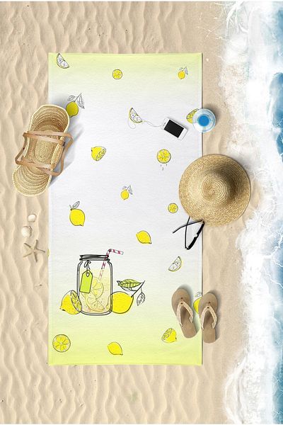 VEVİEN HOME Summer Lemon Digital Printed 75x150 Cm Beach Towel