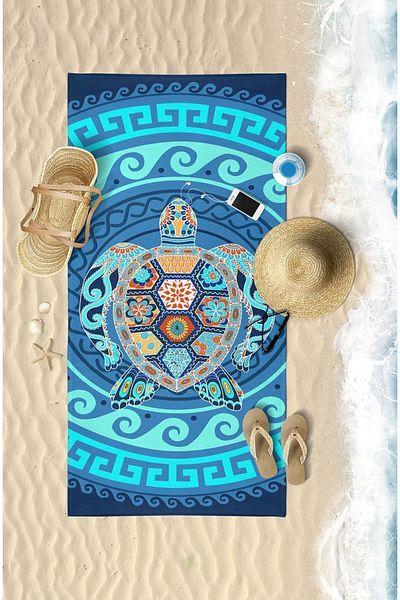 VEVİEN HOME Prosop de plajă 75x150 cm imprimat digital cu broasca testoasa de apa