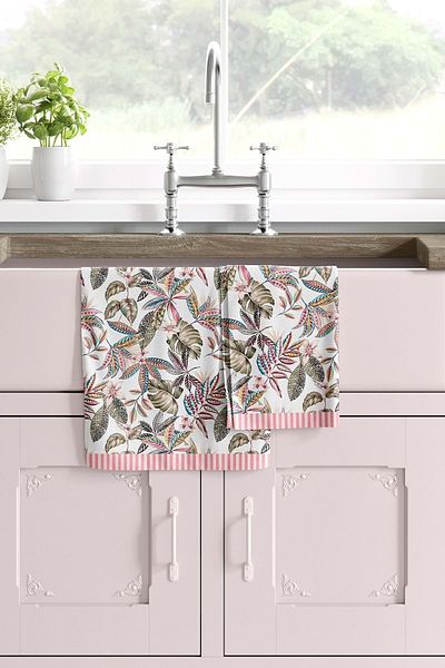 VEVİEN HOME منشفة مطبخ مزخرفة بنمط Fiore مقاس 35 × 50 سم قماش للتجفيف (يشمل العبوة: 1 منشفة مطبخ)