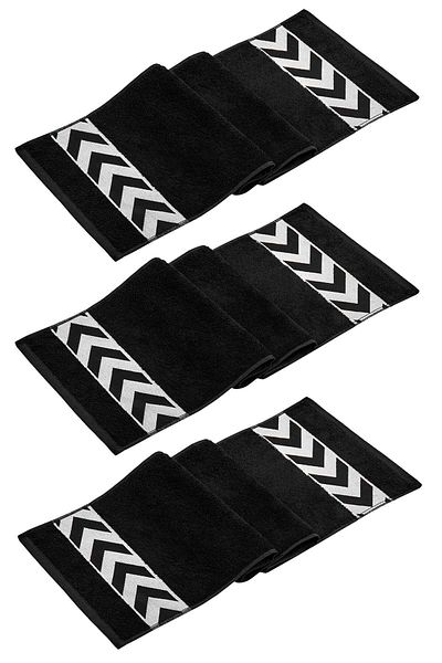 VEVİEN HOME Sergeant 30x100 cm 100% βαμβάκι (450 GSM) Μαύρη αθλητική πετσέτα 3 συσκευασιών Fitness Gym Golf Boxing Πετσέτα