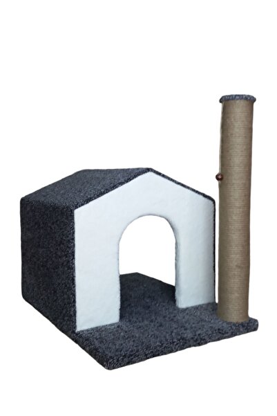 Dumanpet Single Storey Sturdy Cat Playhouse and Scratching Board Gray