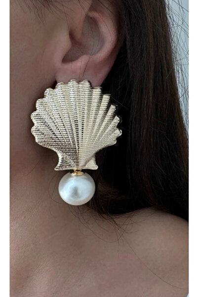 HOSBUTIK Large Size Pearl - Gold Design Earrings