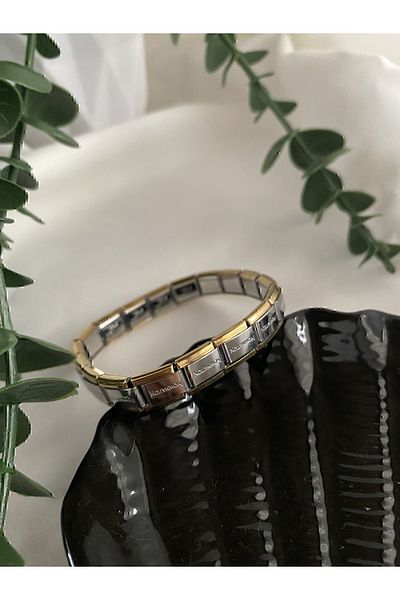 T Keskin Giyim Gold silver Italian Charm flexible steel bracelet