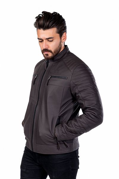 BATU DERİ Genuine Leather Men's Matte Brown Leather Jacket