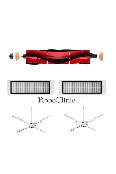 Roboclinic Roborock S5 Max - مكنسة كهربائية روبوتية بيضاء، فرشاة رئيسية وجانبية متوافقة، فلتر Hepa، مجموعة تجديد 5 قطع