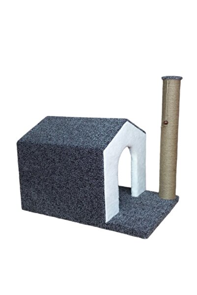 Dumanpet Single Storey Sturdy Cat Playhouse and Scratching Board Gray