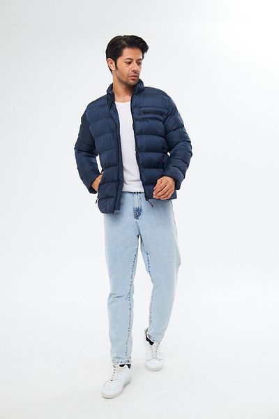 S&V TEKSTİL Men's Navy Blue Puff Puff Jacket Coat Parka